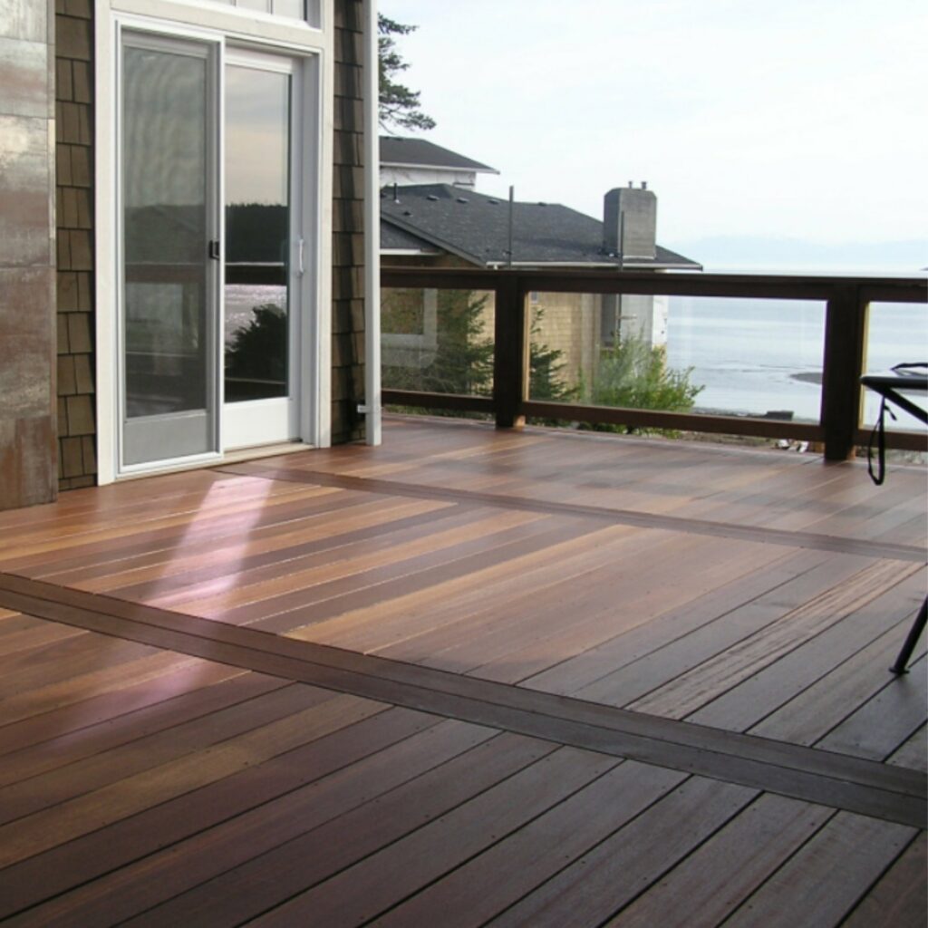 Deck with railing installed by Decks by DeCamp